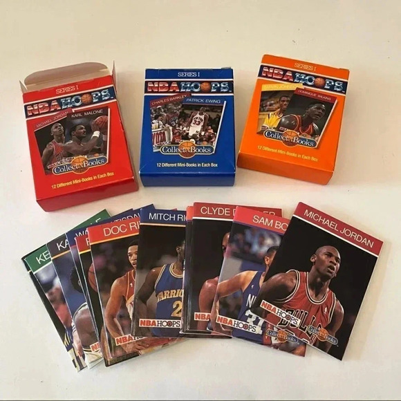 1990 NBA Hoops Series 1 Mini Books 1 Open 2-3 In Sealed Box Set of 3 - Picture 1 of 11
